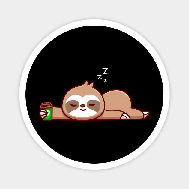 Cute Sloth With Coffee Cup Cartoon Magnet by Catalyst Labs